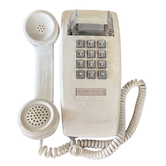 Cortelco ITT White Vintage Touch Tone Wall Phone *Not Tested* - Picture 3 of 11